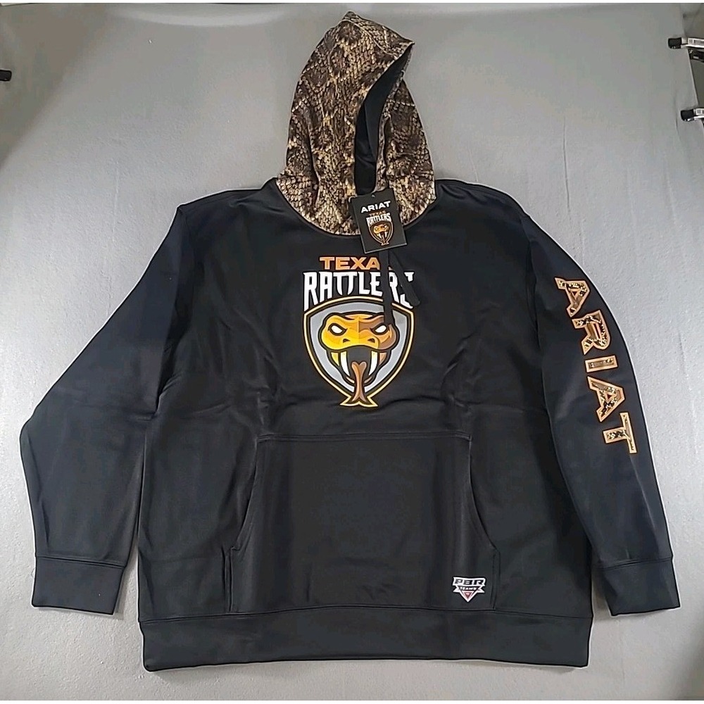 ARIAT Texas Rattlers Hoodie Sweatshirt Mens XL/TG PBR Team Snakeskin Bull Riding